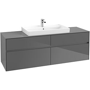 Villeroy & Boch Collaro Villeroy & Boch Collaro C02800FP 160x54.8x50cm, washbasin in the middle, Glossy Grey