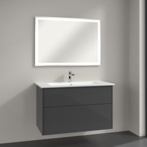 Villeroy & Boch Finero bathroom unit 100 cm Glossy Grey  vanity unit with mirror