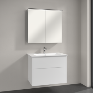 Villeroy & Boch Finero bathroom unit 80 cm Glossy White  vanity unit with mirror cabinet