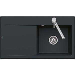 Villeroy and Boch Subway sink 335101S5 basin right, waste set with manual operation, ebony