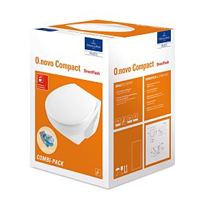 Villeroy and Boch O.novo Compact WC - Combi pack 7667HR01 36x49cm, with WC seat, direct flush, white
