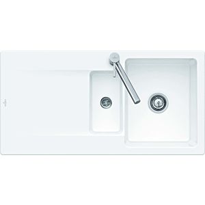 Villeroy and Boch Siluet Flush-fitting sink 33371FFU with waste set and manual operation, Ivory