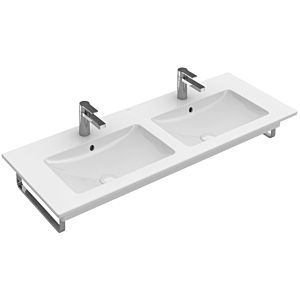 Villeroy and Boch Venticello furniture double washbasin 4111DJRW 130x50cm, stone white C-plus, without tap hole, with overflow