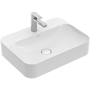 Villeroy and Boch Finion washbasin 414264RW 60x44.5cm, stone white C +, central tap hole punched out, concealed overflow