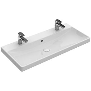 Villeroy and Boch Avento furniture washbasin 4156A4RW 100 x 47 cm, 2 tap holes, with overflow, stone white C-plus