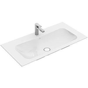 Villeroy and Boch Finion washbasin 4164ABRW 100x50cm, stone white C +, middle tap hole punched, concealed overflow