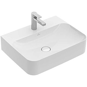 Villeroy and Boch Finion washbasin 41686CRW 60x47cm, stone white C +, central tap hole punched out, concealed overflow, ground underside