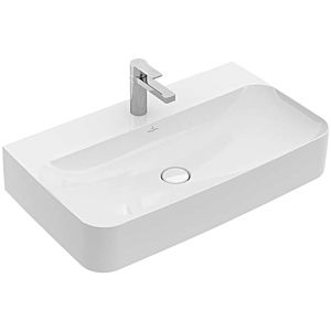 Villeroy and Boch Finion washbasin 416884RW 80x47cm, stone white C +, middle tap hole punched, concealed overflow