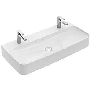 Villeroy and Boch Finion washstand 41681LRW 100x47cm, stone white C +, 2 tap holes, without overflow, ground underside