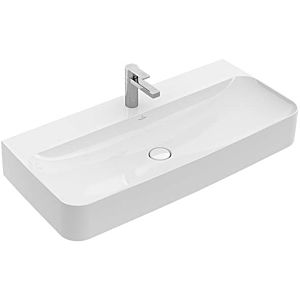 Villeroy and Boch Finion washbasin 4168ABRW 100x47cm, stone white C +, middle tap hole punched, concealed overflow
