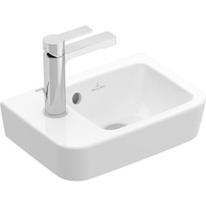 Villeroy et Boch O.novo lave-mains 43423701 36x25cm, carré, vasque à droite, avec trou pour robinet, sans trop-plein, blanc