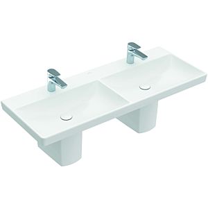 Villeroy et Boch Avento lavabo double vasque 4A23CKR1 120 x 47 cm, carré, 801 x trou pour robinetterie, avec trop-plein, blanc C-plus