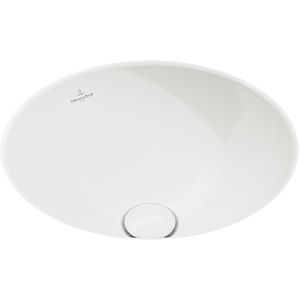 Villeroy and Boch Loop &amp; friends undermount washbasin 4A5100R1 round, without tap hole bank, with overflow, Ø 33 cm, white C-plus