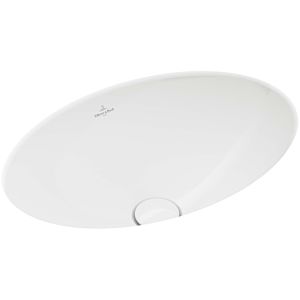 Villeroy and Boch Loop &amp; friends undermount washbasin 4A5300R1 oval, without tap hole bank, with overflow, 43 x 28.5 cm, white C-plus