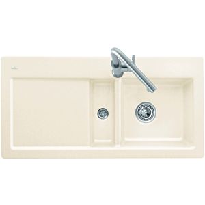 Villeroy and Boch Subway sink 671201AM right, with waste set and manual operation, Almond