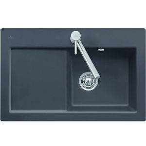 Villeroy and Boch Subway sink 67721FRW basin left, with waste set and manual operation, stone white