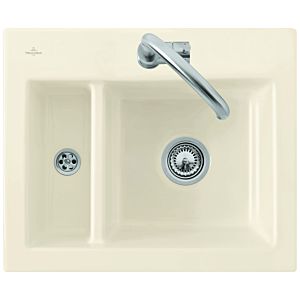 Villeroy and Boch Subway sink 67801FFU with waste set and manual operation, Ivory