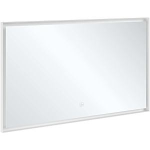 Villeroy et Boch Subway 3.0 Miroir A4631300 cadre en aluminum, 130 x 75 x 4.75 cm,  blanc mat, gradateur à capteur, maison intelligente