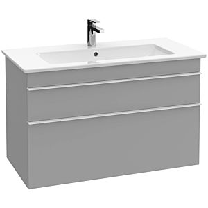 Villeroy and Boch Venticello vanity unit A92605FP 95.3 x 59 x 50.2 cm, basin in the middle, copper handle, Glossy Grey