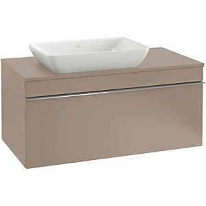 Venticello Villeroy et Boch vasque A94702VK 95,7 x 43,6 x 50,2 cm, meuble sous-vasque gauche, poignée blanche, gris clair