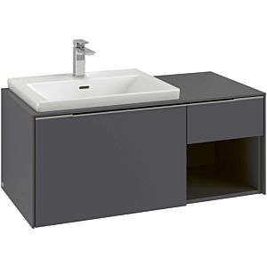 Villeroy and Boch Subway 3.0 vanity unit C572L1VF 100.1x42.25x51.6cm, with LED / handle Volcano black, pure white