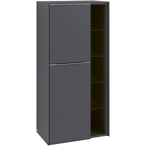 Villeroy and Boch Subway 3.0 center cabinet C59801VF 57.4x120x36.2cm, hinge left / handle Volcano black, pure white