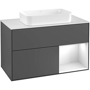 Villeroy and Boch Finion Villeroy and Boch Finion F251PHPH 100x60.3cm, cover plate matt white, shelf on the right Glossy Black Lacquer , Glossy Black Lacquer