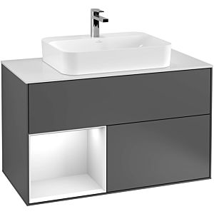 Villeroy and Boch Finion Villeroy and Boch Finion F361PHPH 100cm, cover plate matt white, shelf on the left Glossy Black Lacquer , Glossy Black Lacquer