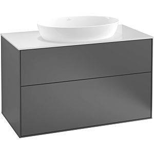 Villeroy und Boch Finion Waschtischunterschrank FA0200GF 100x60,3cm, Abdeckplatte black matt, Glossy white lacquer