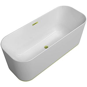 Villeroy & Boch Finion freistehende Badewanne 177FIN7N300V101 170x70cm, Wasserzulauf, Emotion, Design-Ring, weiß, gold