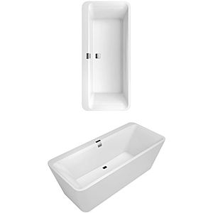 Villeroy and Boch Squaro Edge 12 rectangular bathtub Duo UBQ180SQE9T2VRW 180 x 80 cm, stone white, with Multiplex Trio , chrome-plated