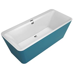 Villeroy and Boch Squaro Edge 12 rectangular bath duo Q180SQE9W2BCVRW 180 x 80 cm, free-standing, with waste / overflow, chrome-plated, stone white