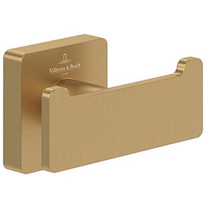 Villeroy and Boch Elements Striking double towel hook TVA15201200076 brushed gold, 80x44x45mm