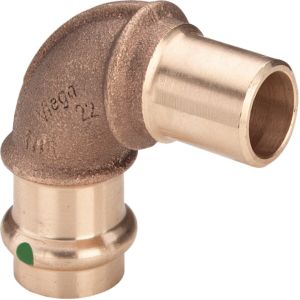 Viega elbow 107932 15 mm, 90 °, gunmetal or silicon bronze, SC-Contur, spigot end