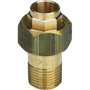 Raccord de tuyau Viega 109080 22 mm x R 1, bronze/bronze au silicium, joint conique