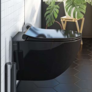 Vitra Sento WC seat 120-070R409 36.5x45cm, with automatic lowering, with quick-release fastener, black high-gloss