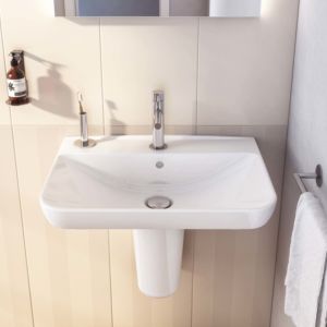 Vitra Sento washbasin 5946B003-0001 63x48.5cm, with overflow, central tap hole, white high gloss