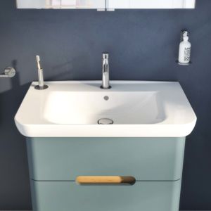 Vitra Sento washbasin 5947B003-0001 78 x 48.5 cm, white high gloss, with overflow, central tap hole