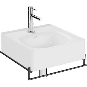 Vitra Equal Handwaschbecken-Set 64079 46,5x45,2cm, weiß hochglanz VC, Handtuchhalter Metall schwarz matt