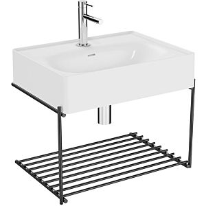 Vitra Equal washbasin set 64082 with washbasin 60 cm, white high gloss VC, with black matt metal shelf