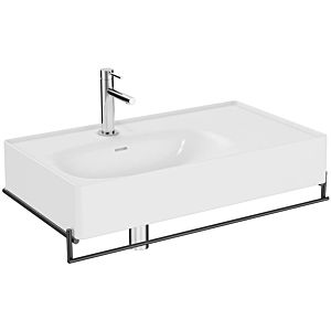 Vitra Equal set de lavabo 64083 avec lavabo asymétrique 80 cm, blanc brillant VC, avec porte-serviettes métal noir mat
