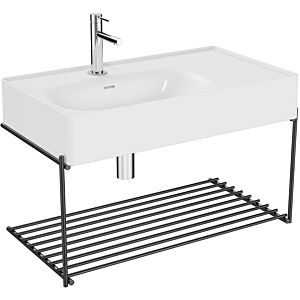 Vitra Equal set de lavabo 64084 avec lavabo asymétrique 80 cm, blanc brillant VC, avec étagère en métal noir mat