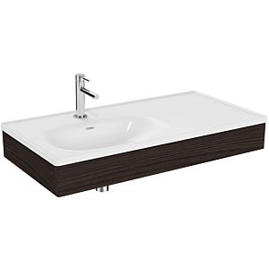 Vitra Equal washbasin set 64086 100x52cm, with furniture washbasin asymmetrical, white VC, with wooden panel elm