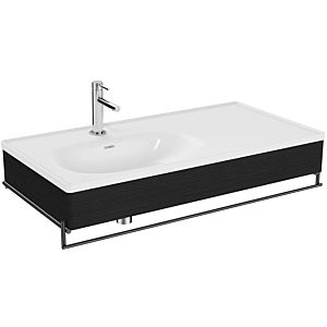 Vitra Equal washbasin set 64088 102.5x52cm, with asymmetric furniture washbasin, white VC, with black-oak wooden panel