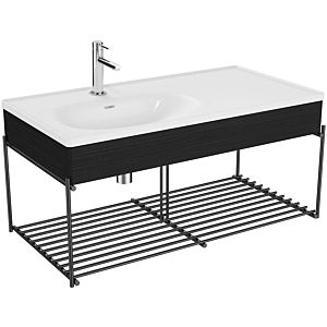 Vitra Equal washbasin set 64091 102.5x52cm, furniture washbasin asymmetrical, white, shelf, with wooden panel black-oak