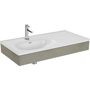 Vitra Equal washbasin set 66040 100x52cm, with asymmetric furniture washbasin, white VC, with wooden panel concrete