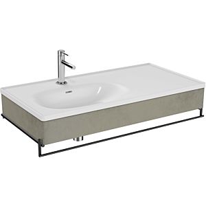 Vitra Equal washbasin set 66041 102.5x52cm, with asymmetric furniture washbasin, white VC, with concrete wooden panel