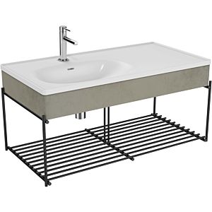 Vitra Equal washbasin set 66042 102.5x52cm, furniture washbasin asymmetrical, white, shelf, with concrete wooden panel