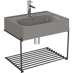 Vitra Equal washbasin set 66053 with washbasin 60 cm, stone gray matt VC, with metal shelf matt black