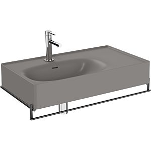 Vitra Equal washbasin set 66054 with asymmetric washbasin 80 cm, stone gray matt VC, with metal towel rail matt black